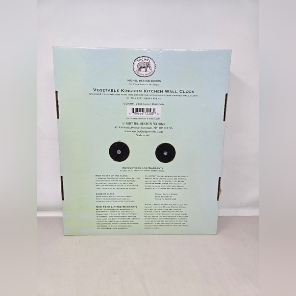 Michel Design Works Vegetable Kingdom Kitchen Wall Clock Metal & Glass Framed - Picture 9 of 9